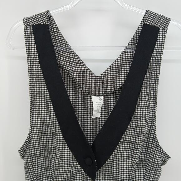Vintage Houndstooth Button Down Mini Dress Womens 9 Academia Office Siren 90s - Picture 3 of 9